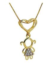 Pingente Menina Canga Coração Ouro 18k