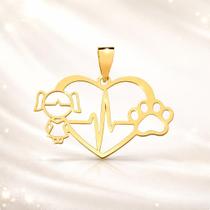 Pingente Menina E Patinha Ouro 18k Pingente Menina E Patinha Ouro 18k