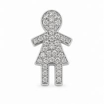 Pingente Menina em Ouro 18k Branco com Diamantes - Justino Ribas