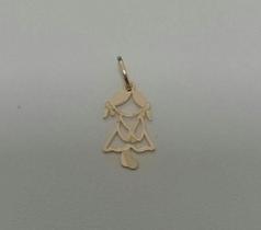 Pingente Menina Em Ouro 18k Detalhe Fosco + Nota Fiscal