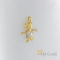 Pingente Menina Em Ouro 18k Duas Cores
