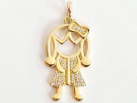 Pingente Menina, em Ouro Amarelo 18K