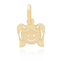 Pingente Menina Filha Carinha Laser Em Ouro 18k