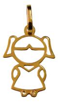 Pingente Menina Filha Chapa Levinha Ouro 18k Pingente Menina Filha Chapa Levinha Ouro 18k