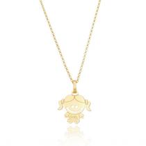 Pingente Menina Filha Girl Com Corrente Portuguesa Em Ouro 18k Pingente Menina Filha Girl Com Corrente Portuguesa Em Ouro 18k