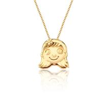 Pingente Menina Filha kids Boneco Corrente Feminina Ouro 18k