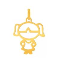 Pingente Menina Filha Ouro 18k Menininha Grande 20mm 0.5gr