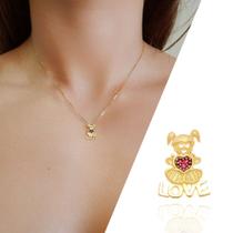 Pingente Menina Filha Ouro 18k Pedras Naturais Rubis Love - AGAPRIME JOIAS