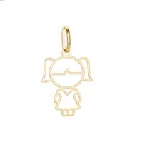 Pingente Menina Filha Vestido Ouro10k Peso 0.2gr Grande 14mm