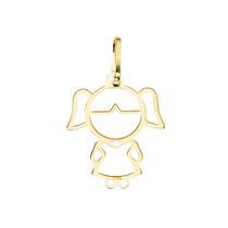 Pingente Menina Grande Vazado Em Ouro 18K Pingente Menina Grande Vazado Em Ouro 18K