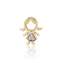 Pingente Menina Mini com Diamante em Ouro 18K