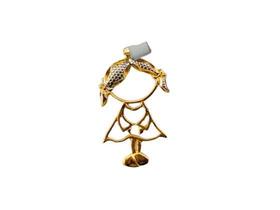 Pingente menina ouro 18k com detalhe em rhodium Ishizaki - 1.90