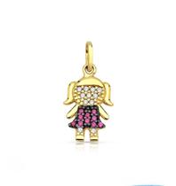 Pingente Menina Pedras de Zircônia Ouro 18k - 1.25