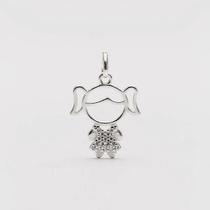 Pingente menina vestido em prata 925 legitima cravejado Zirconia Pingente menina vestido em prata 925 legitima cravejado Zirconia