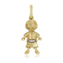 Pingente Menino Bojudo em Ouro 18k com 3 Diamantes Pingente Menino Bojudo em Ouro 18k com 3 Diamantes