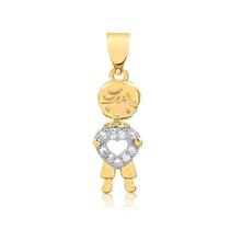 Pingente Menino Com Coração Com Pedras De Zircônias Folheado