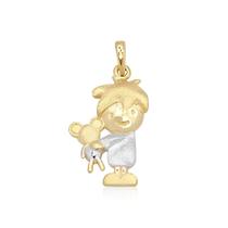 Pingente Menino Com Urso Em Ouro 18k