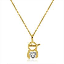 Pingente Menino Coração Folheado Ouro Zircônia Dourada