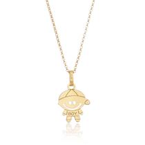 Pingente Menino Filho Boy Com Corrente Portuguesa Em Ouro 18k