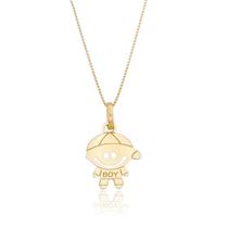 Pingente Menino Filho Boy Com Corrente Veneziana Em Ouro 18k Pingente Menino Filho Boy Com Corrente Veneziana Em Ouro 18k