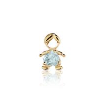 Pingente Menino Filho Coração Ouro 18k 12mm Topázio Sky