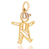 Pingente Menino Filho Em Ouro 18k Vazado 2 Cores Grande Pingente Menino Filho Em Ouro 18k Vazado 2 Cores Grande