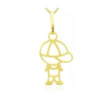 Pingente Menino Filho Menino Com Boné Ouro 18k Pequeno 0.2gr 766487