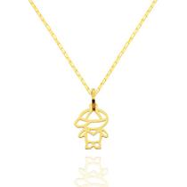 Pingente Menino Filho Vazado com Corrente Ouro 18k