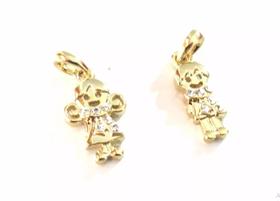 Pingente Menino Menina Casal Filhos Folheado Ouro 18k
