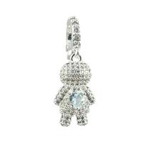 Pingente Menino Micro Zircônia Cristal com Coração Azul Banhado a Prata Pingente Menino Micro Zircônia Cristal com Coração Azul Banhado a Prata