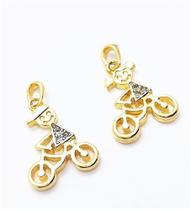 Pingente Menino Ou Menina Bicicleta Banho Ouro 18k 2650 Pingente Menino Ou Menina Bicicleta Banho Ouro 18k 2650