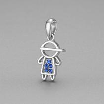 Pingente menino rosto vazado cravejado Azul em prata 925 legitima Pingente menino rosto vazado cravejado Azul em prata 925 legitima