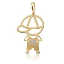 Pingente Menino Vada Com 3Cm Zircônia Em Ouro 18K Pingente Menino Vada Com 3Cm Zircônia Em Ouro 18K