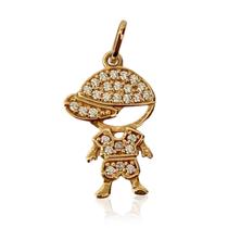 Pingente Menino Vazado com 27 Zircônias Brancas em Ouro 18k