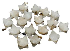 Pingente Merkabah de Pedra Feldspato Branco com Presilha Dourada - Atacado