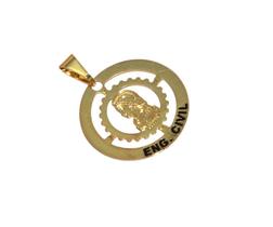 Pingente Minha Profissão Engenharia Civil Folheado Ouro 18k
