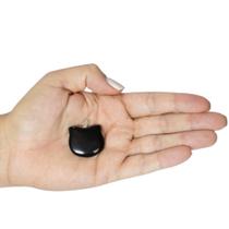 PINGENTE MINI CARA DE GATO OBSIDIANA - (2 a 3)cm - PRATA 925