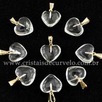 Pingente Mini Coração 15mm Cristal Natural Dourado - Pacote com 3 Unidades Pingente Mini Coração 15mm Cristal Natural Dourado - Pacote com 3 Unidades