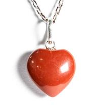 Pingente Mini Coração Jaspe Vermelho 15mm Pino Prata 950
