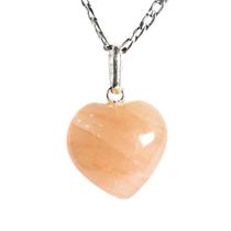 Pingente Mini Coração Quartzo Goiaba 15mm Pino Prata 950