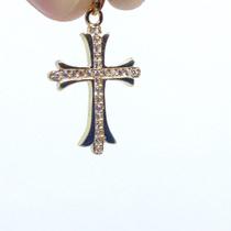 Pingente Mini Crucifixo Zircônias Banhado A Ouro 18k