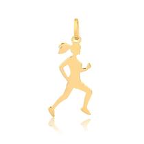 Pingente Mulher Maratonista, Em Ouro Amarelo 18k Pingente Mulher Maratonista, Em Ouro Amarelo 18k