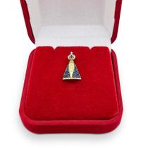 Pingente Nossa Senhora Aparecida Em Ouro 18k Santa Com Pedras Zircônias
