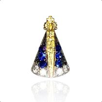 Pingente Nossa Senhora Aparecida em Ouro Amarelo com Zircônias