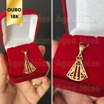 Pingente Nossa Senhora Aparecida Grande Ouro 18k Religioso Santa Pingente Nossa Senhora Aparecida Grande Ouro 18k Religioso Santa