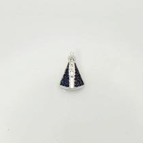 Pingente Nossa Senhora Aparecida Médio com Manto de Zircônia Azul - Joia Elegante Pingente Nossa Senhora Aparecida Médio com Manto de Zircônia Azul - Joia Elegante