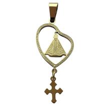 Pingente Nossa Senhora de Aparecida Aço Inoxidável Dourado