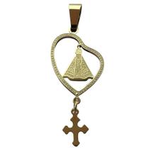 Pingente Nossa Senhora De Aparecida Aço Inoxidável Dourado