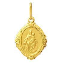 Pingente Nossa Senhora Do Carmo Ouro 18K Oval Bordada k110