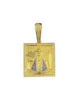 Pingente nossa senhora igreja quadrado banhado a ouro 18k